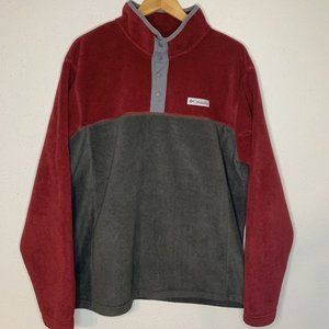 Men's Columbia 1/4 Snap T Fleece‎ Pullover Jacket Sweater Size XL Gray Red